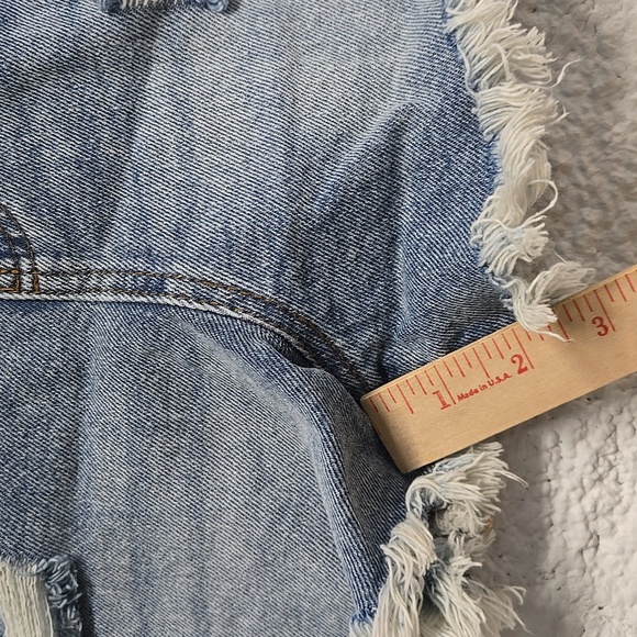 Wild Fable Denim Jeans Bib Overalls Distressed Raw Hem Frayed Size Small CUTE - Picture 8 of 13
